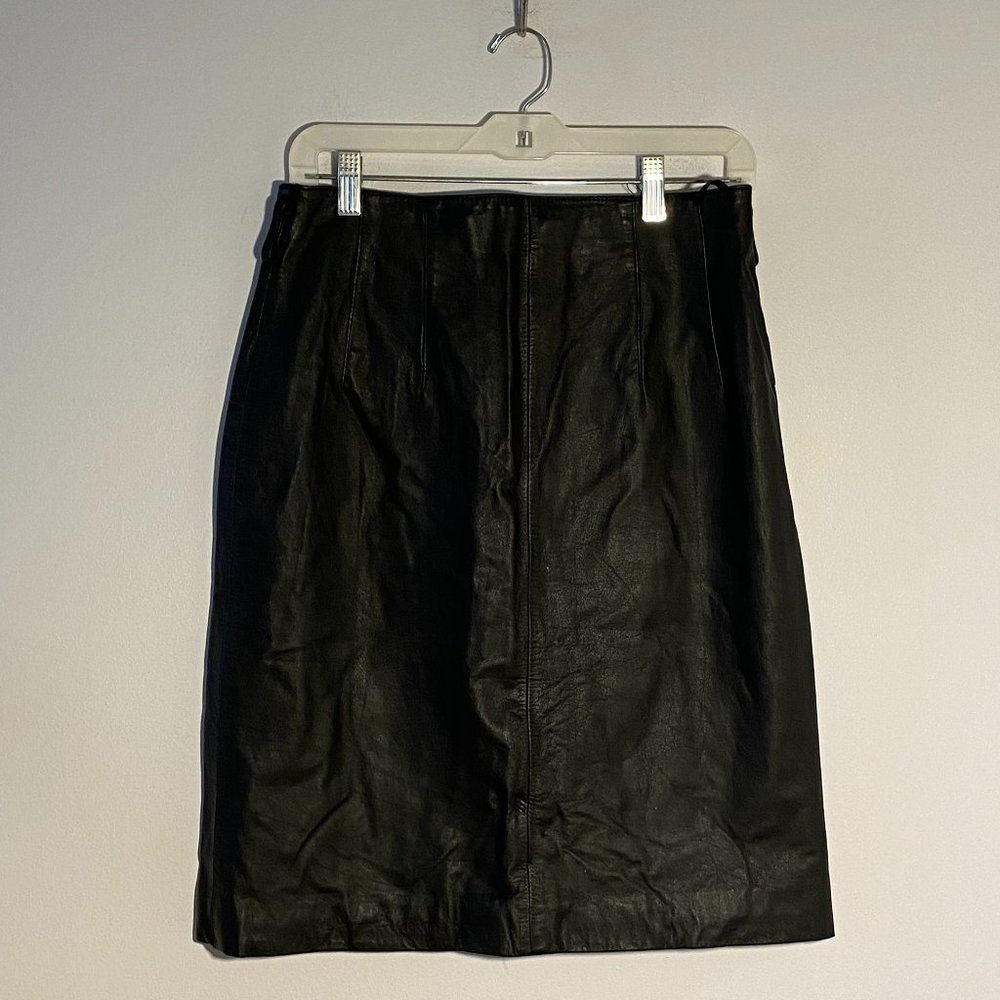 Wilsons Leather Vintage Black Leather Skirt Size 14